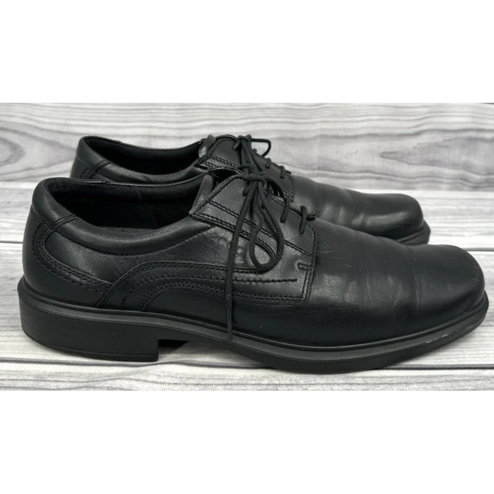 ECCO HELSINKI SQUARE TOE OXFORD DRESS SHOES Men's Size EU 45 /US 11 - 11.5 BLACK
